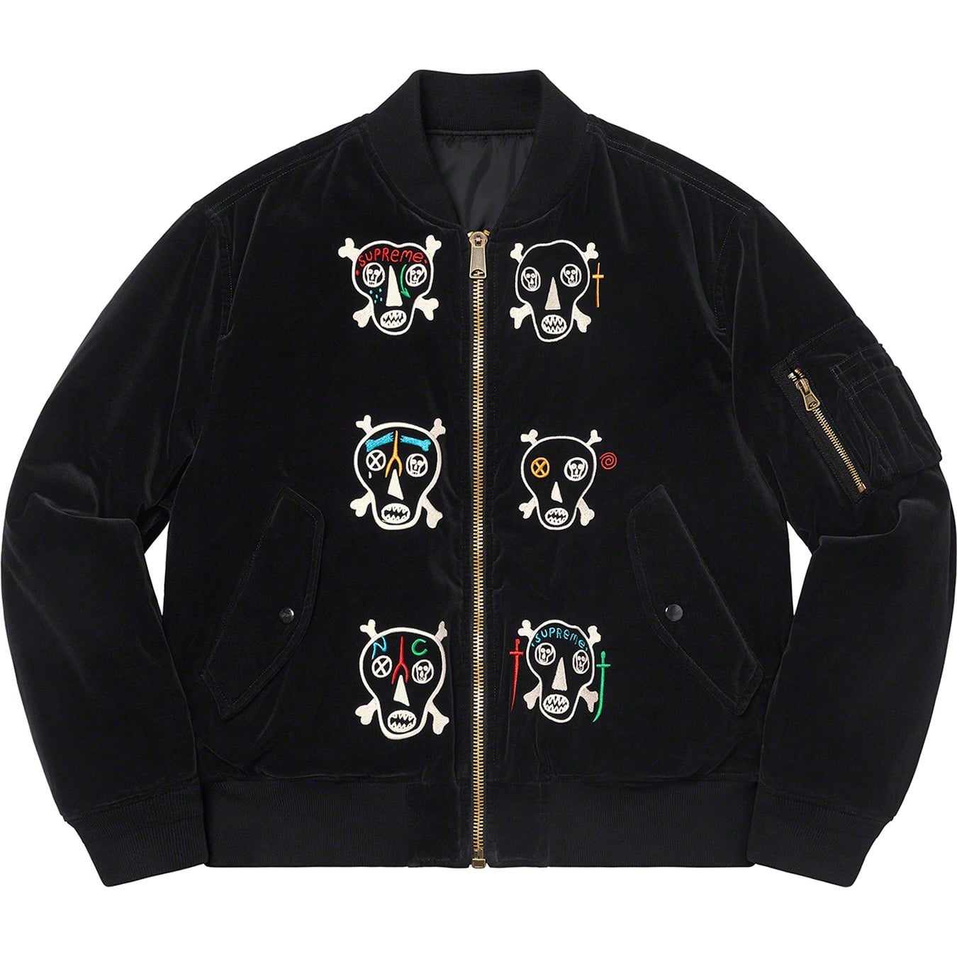 Clayton Patterson/Supreme Skulls Embroidered Velvet MA-1 view 8